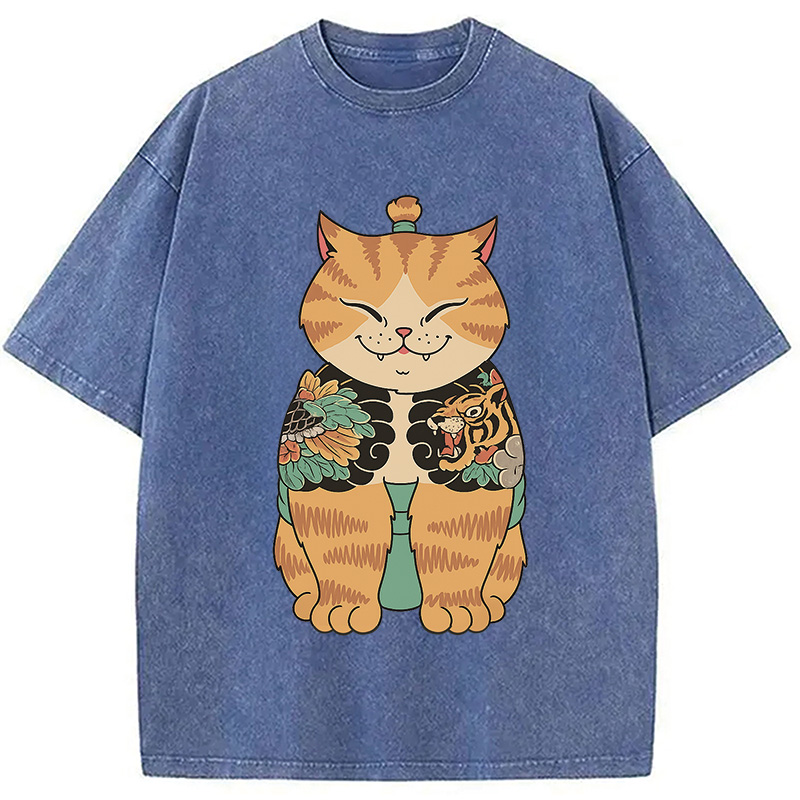 Tokyocanvas Cat Sumo Washed T-Shirt