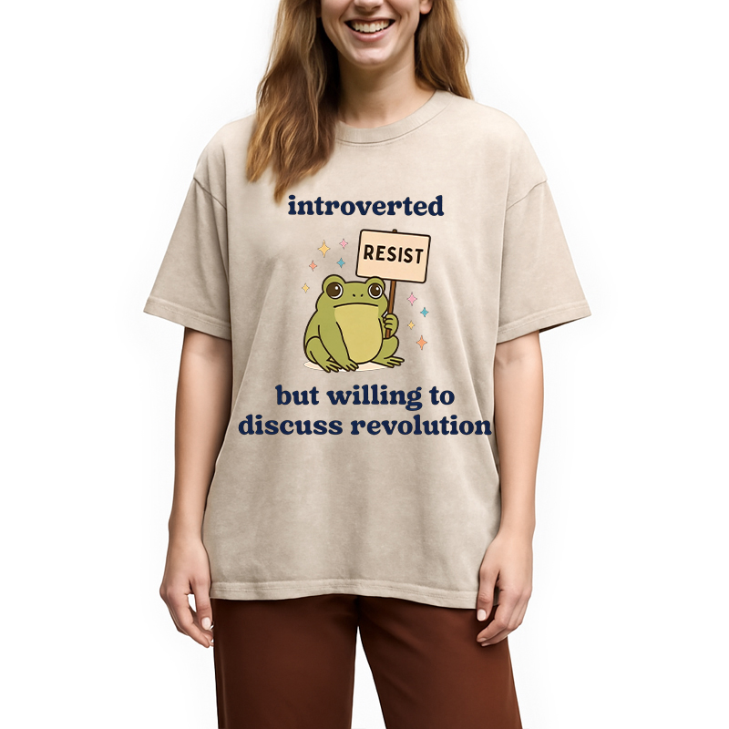 Tokyocanvas Introverted Resistance Frog Washed T-Shirt