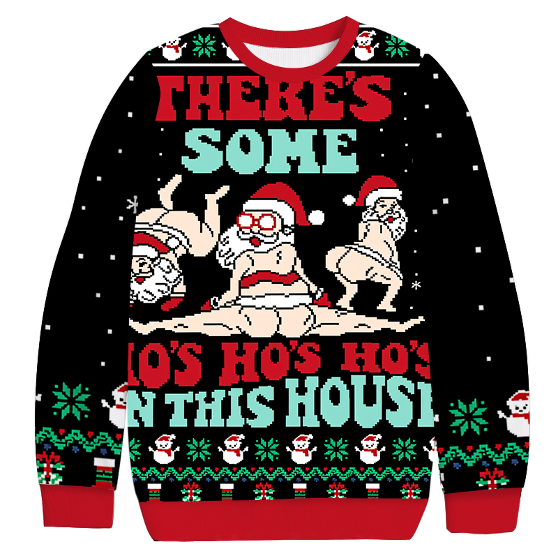 Tokyocanvas There's Some Ho Ho HO Christmas Ugly Sweatshirt