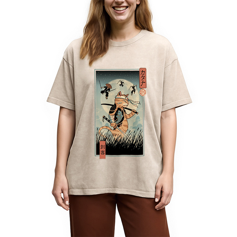 Tokyocanvas Catana the Last Warrior Ukiyo-e Washed T-Shirt