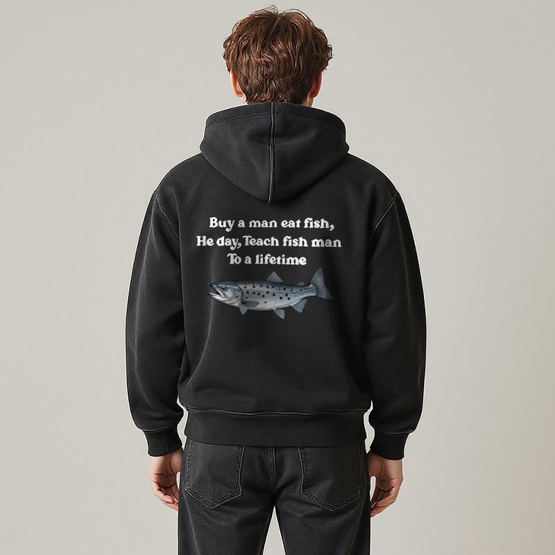Tokyocanvas Buy A Man Eat Fsh Washed Zip Hoodie