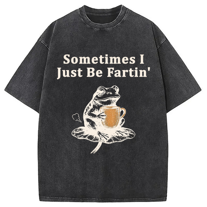 Tokyocanvas Sometimes I Just Be Fartin Funny Frog Washed T-Shirt