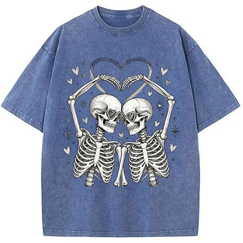 Tokyocanvas Skeleton Valentine Washed T-Shirt
