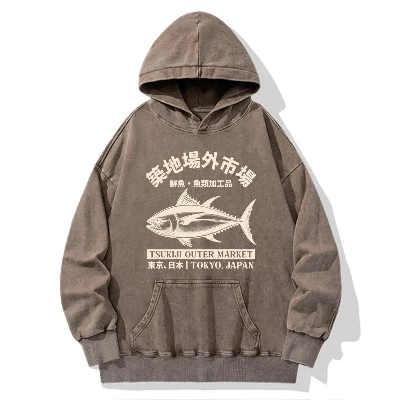 Tokyocanvas Japan Tsukiji Fish Market Washed Hoodie