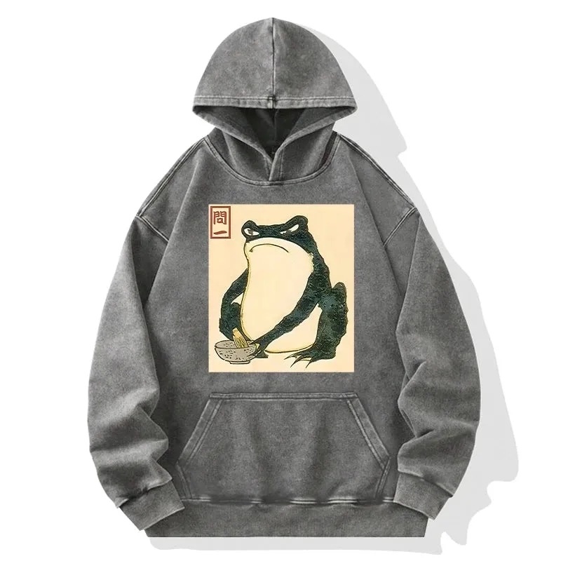 Tokyocanvas Matsumoto Hoji Japanese Frog Washed Hoodie