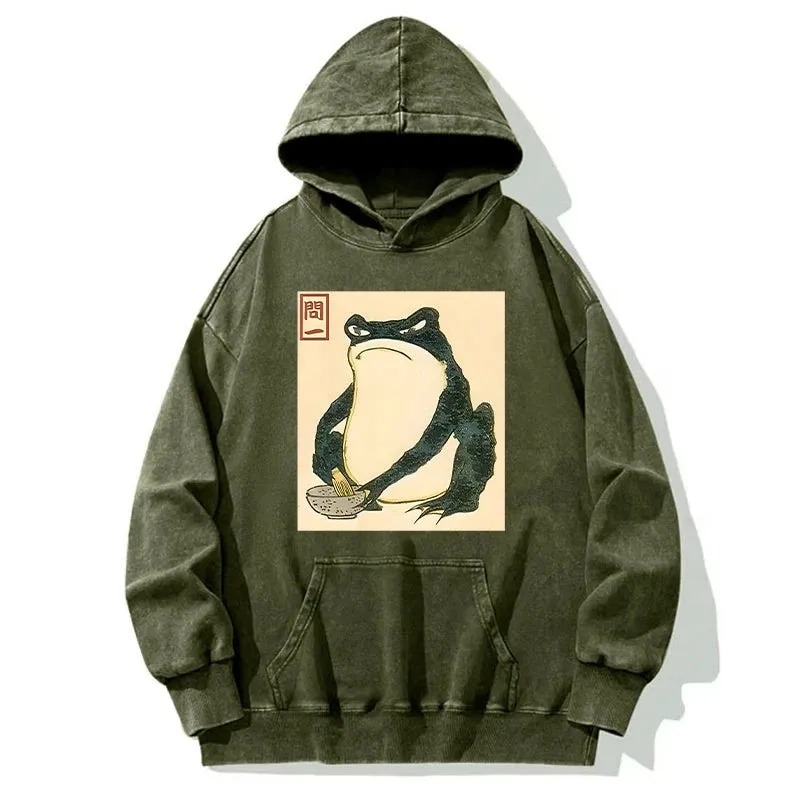 Tokyocanvas Matsumoto Hoji Japanese Frog Washed Hoodie
