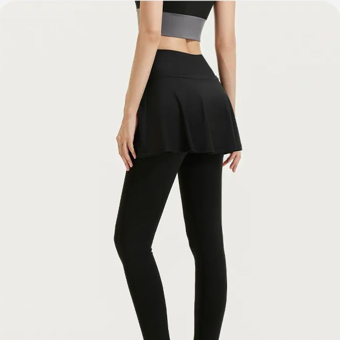 Tokyocanvas Colour-blocked Fake Two-piece High-waisted Yoga Legging
