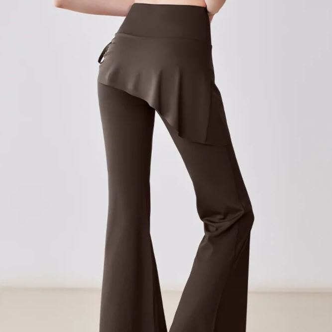 Tokyocanvas Crinkled Fake Two-piece Bootcut Yoga Legging