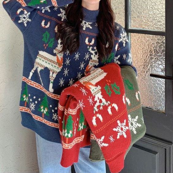 Tokyocanvas Two Deers Christmas Sweater