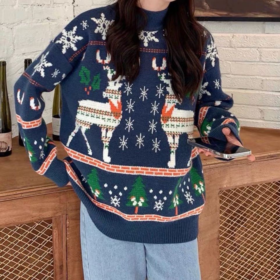 Tokyocanvas Two Deers Christmas Sweater