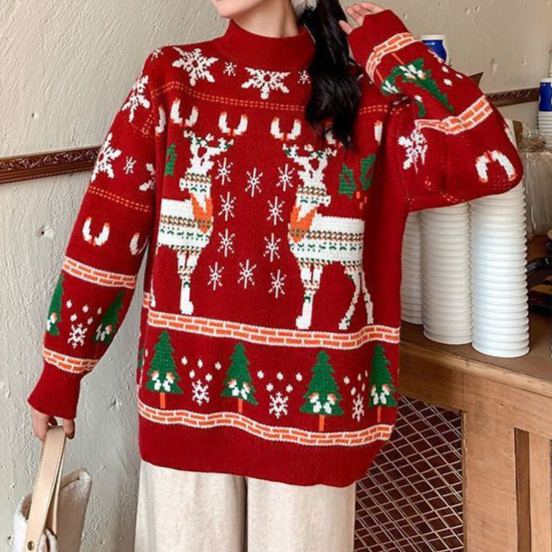 Tokyocanvas Two Deers Christmas Sweater