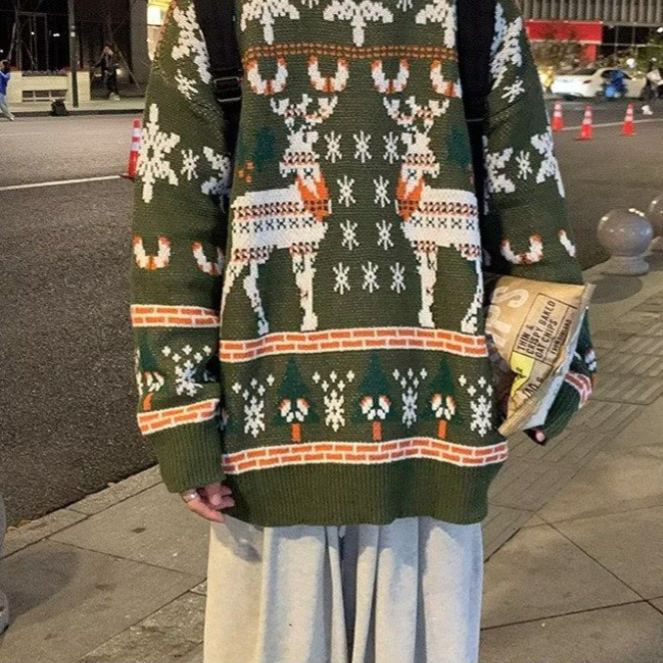 Tokyocanvas Little Deer Christmas Sweater