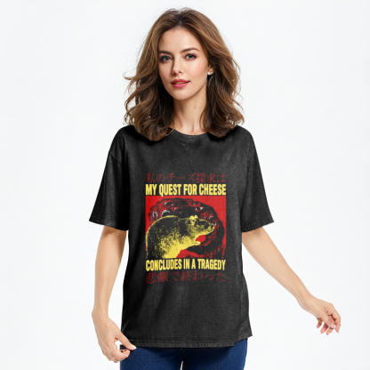 Tokyocanvas My Quest For Cheese Rat Japanese Washed T-Shirt