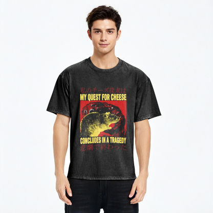 Tokyocanvas My Quest For Cheese Rat Japanese Washed T-Shirt