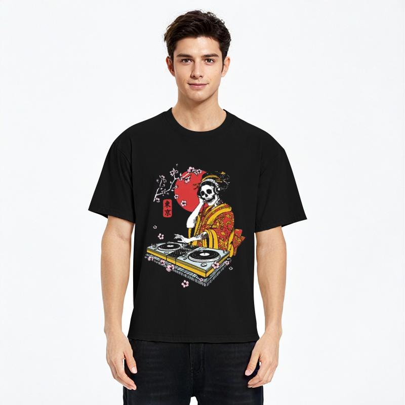 Tokyocanvas Japanese Geisha DJ Skull Classic T-Shirt