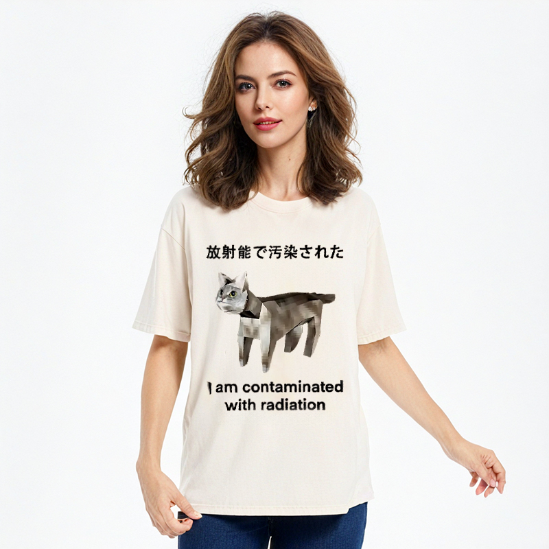 Tokyocanvas Cat Contaminated By Radiation Washed T-Shirt
