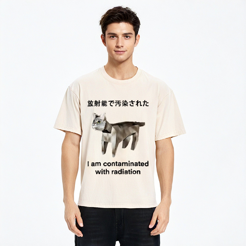 Tokyocanvas Cat Contaminated By Radiation Washed T-Shirt