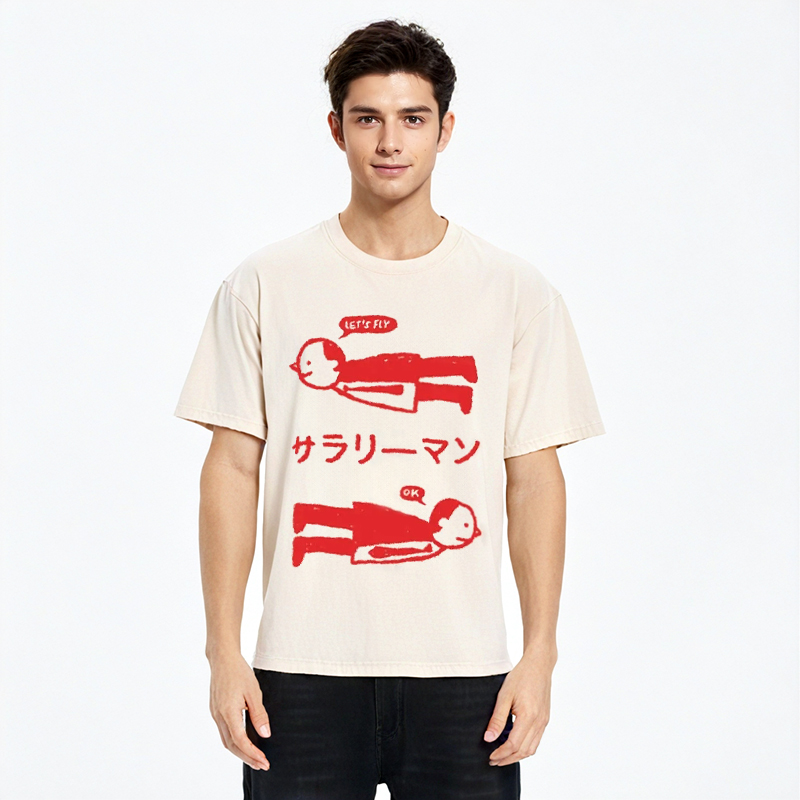 Tokyocanvas Let's Fly Office Worker Washed T-Shirt