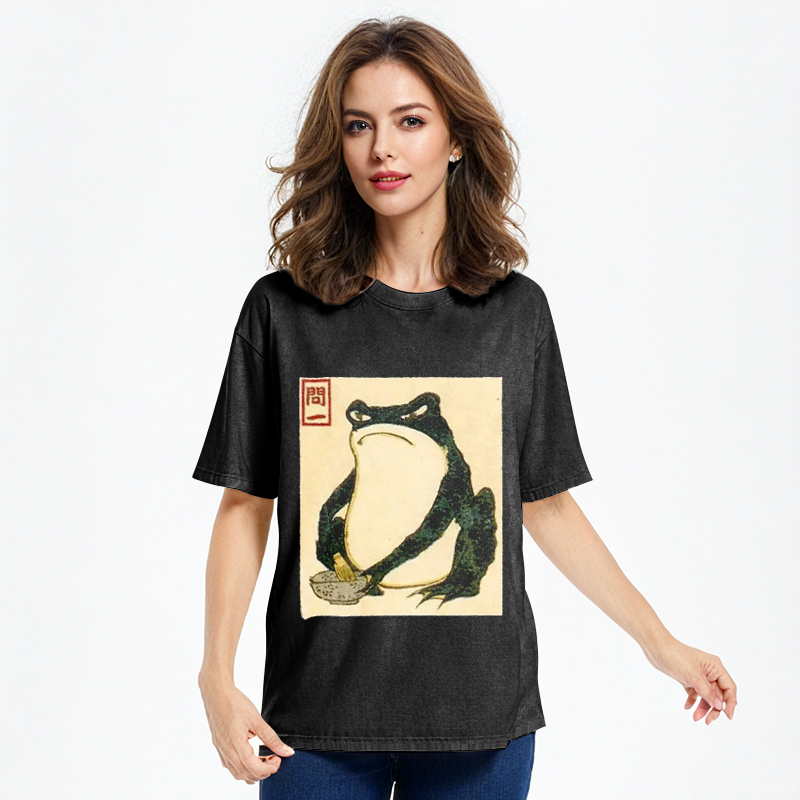 Tokyocanvas Matsumoto Hoji Japanese Frog Washed T-Shirt