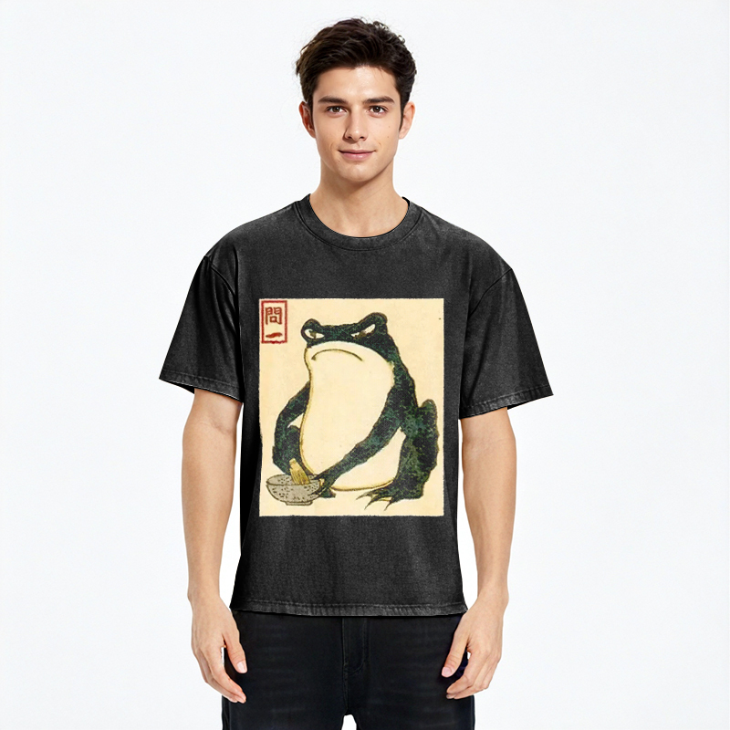 Tokyocanvas Matsumoto Hoji Japanese Frog Washed T-Shirt