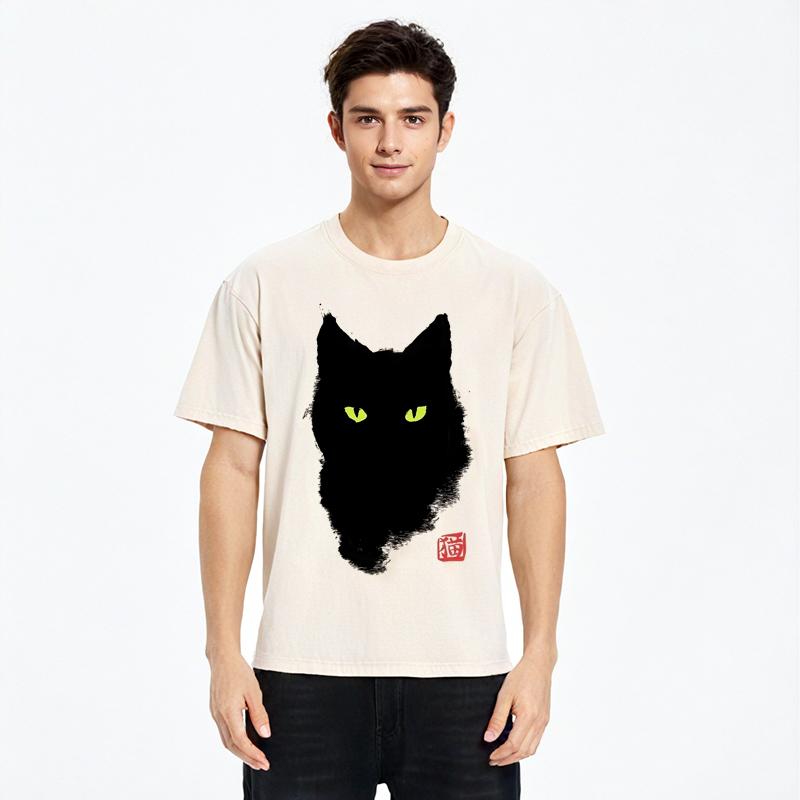 Tokyocanvas Cat Sharp Gaze Washed T-Shirt