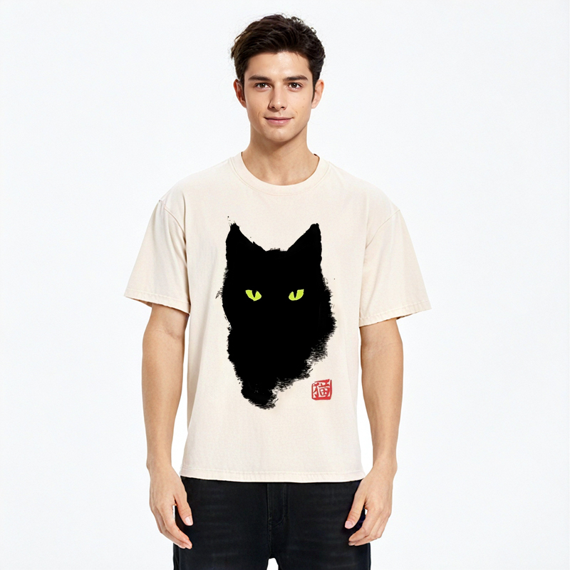 Tokyocanvas Cat Sharp Gaze Washed T-Shirt