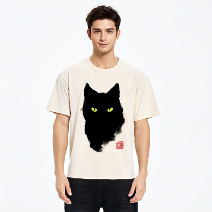 Tokyocanvas Cat Sharp Gaze Washed T-Shirt