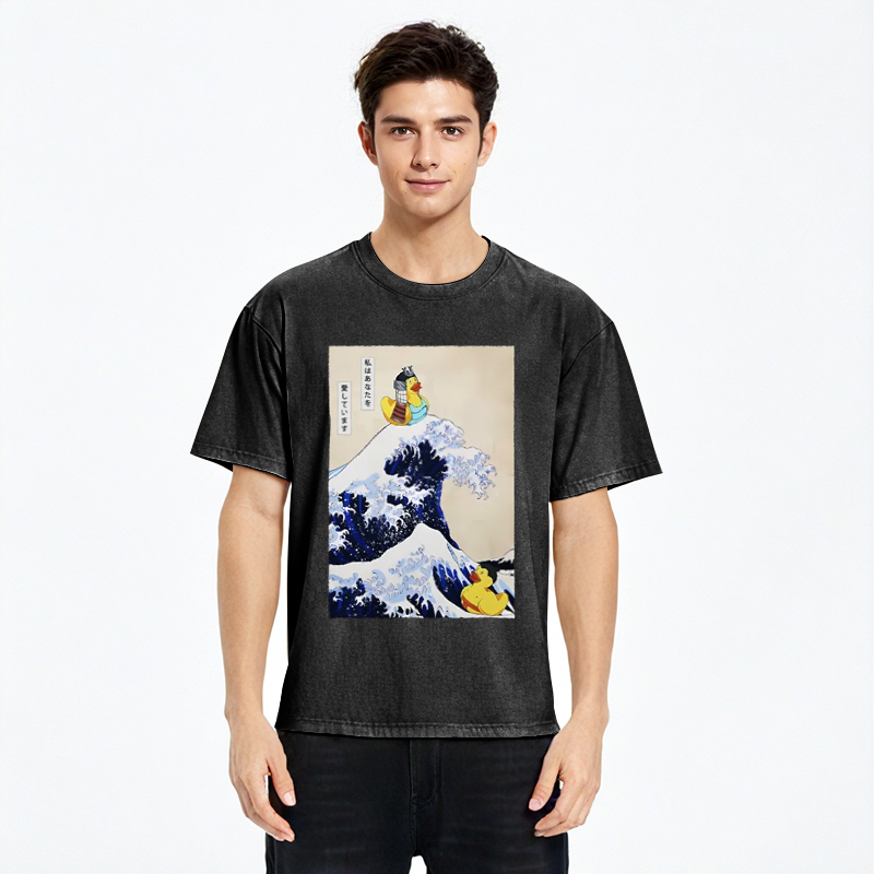 Tokyocanvas Samurai Duck And Sumo Duck Washed T-Shirt