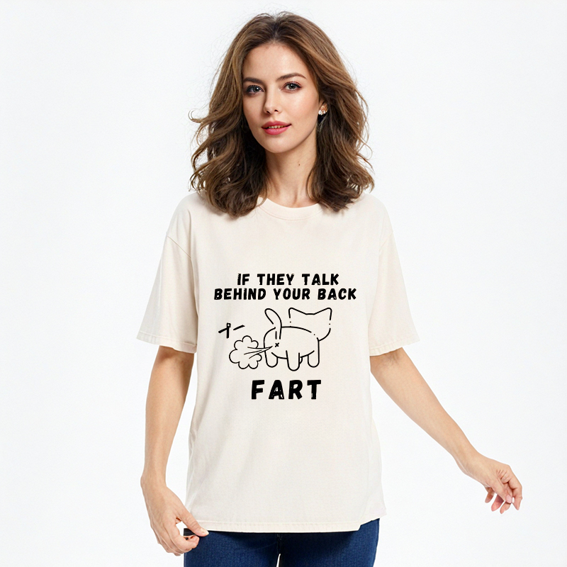 Tokyocanvas Funny Farting Cat Washed T-Shirt