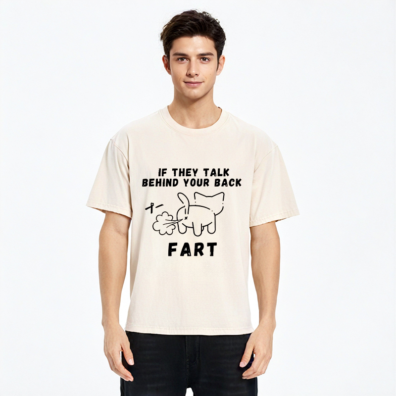 Tokyocanvas Funny Farting Cat Washed T-Shirt
