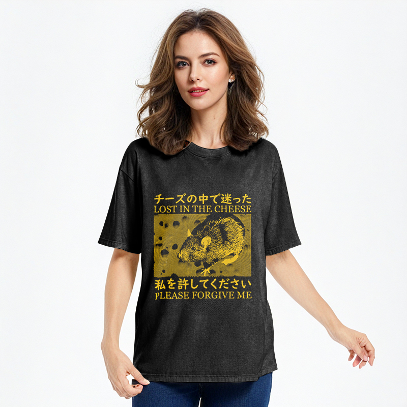 Tokyocanvas Lost in the Cheese Please Forgive Me Washed T-Shirt