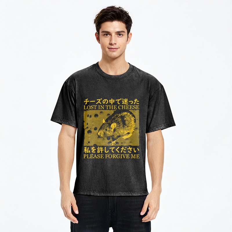 Tokyocanvas Lost in the Cheese Please Forgive Me Washed T-Shirt