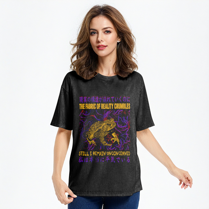 Tokyocanvas Fabric of Reality Crumbles Still I Remain Unconcerned Washed T-Shirt