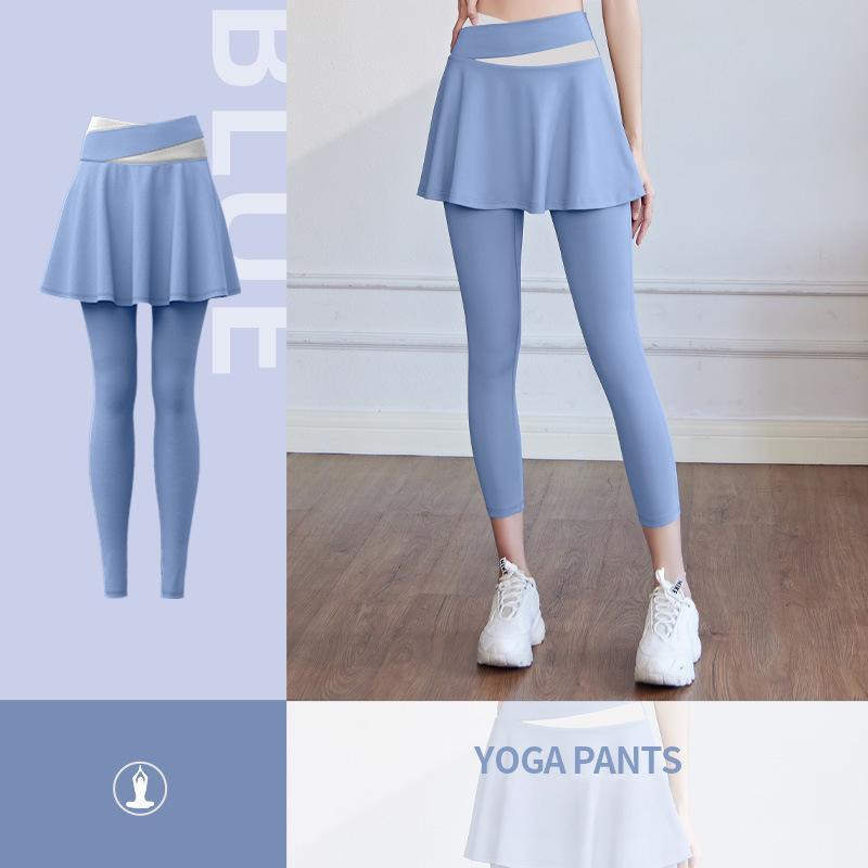 Tokyocanvas Colour-blocked Fake Two-piece High-waisted Yoga Legging