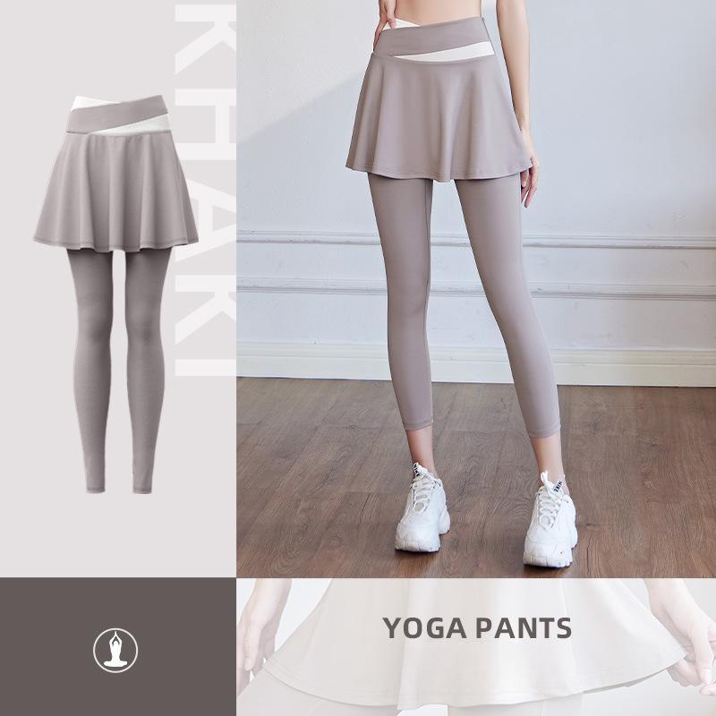 Tokyocanvas Colour-blocked Fake Two-piece High-waisted Yoga Legging