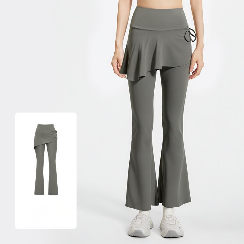 Tokyocanvas Crinkled Fake Two-piece Bootcut Yoga Legging