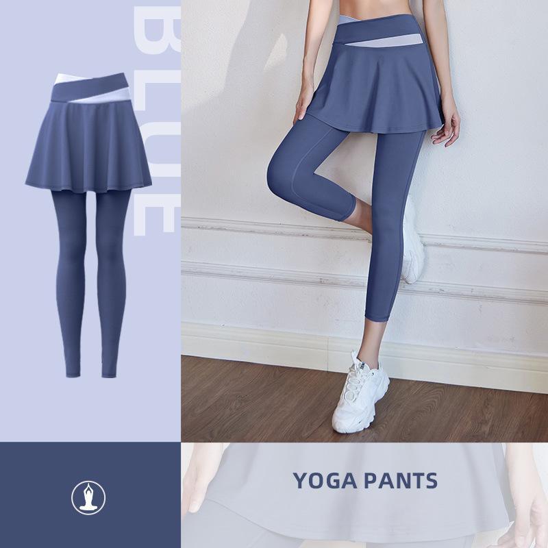 Tokyocanvas Colour-blocked Fake Two-piece High-waisted Yoga Legging