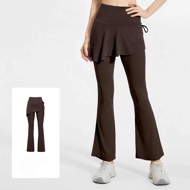 Tokyocanvas Crinkled Fake Two-piece Bootcut Yoga Legging