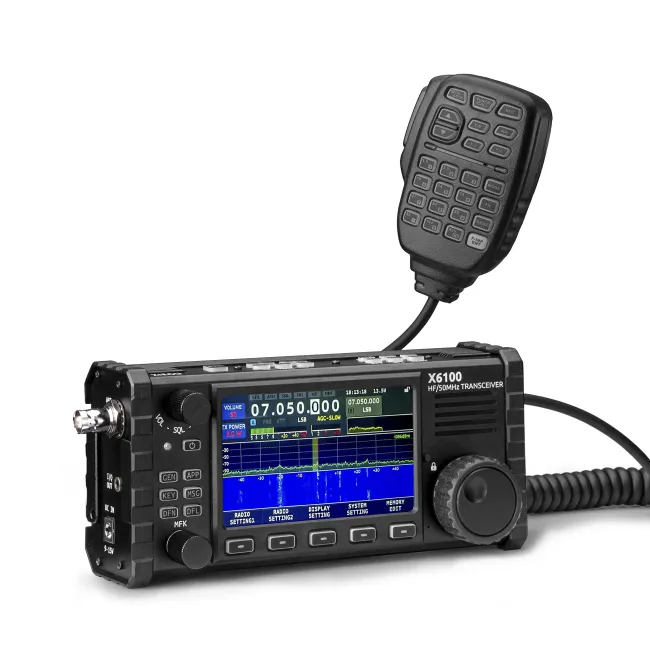 Vysokofrekvenční radiopřijímač Xiegu X6200, přenosný přijímač HF/50 MHz/WFM/AIR se systémem přímého skenování HF, vyměnitelná baterie 3200 mAh, LCD displej 4