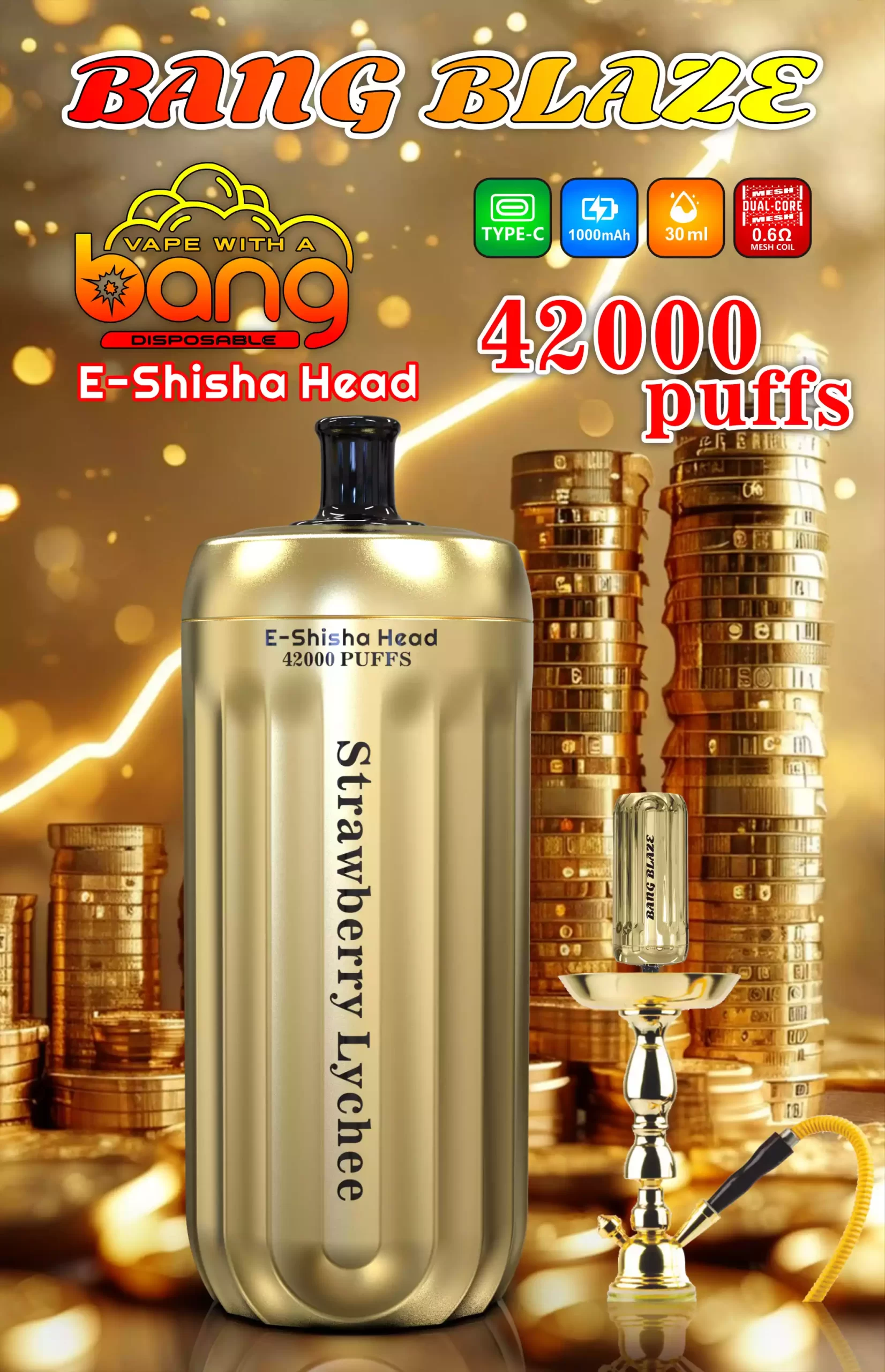 Bang Blaze 42000 E Shisha Head Disposable Vape Puffs  42k