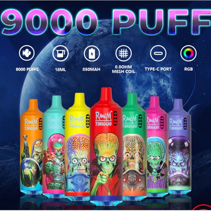 RandM Tornado 9000 9K Puffs RGB light  Disposable Vape-ELFBARVAPE
