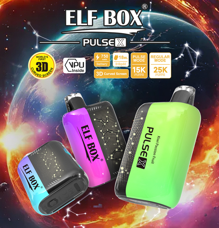 ELF BOX 25000 25K Puffs PULSE X 0% 2% 3% 5% 3D Curved LED Screen Rechargeable Vape pen-ELFBARVAPE