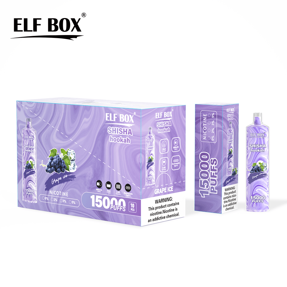 ELF BOX 15000 15K Puffs Shisha Hookah 0% 2% 5%  Rechargeable Disposable Vape-ELFBARVAPE