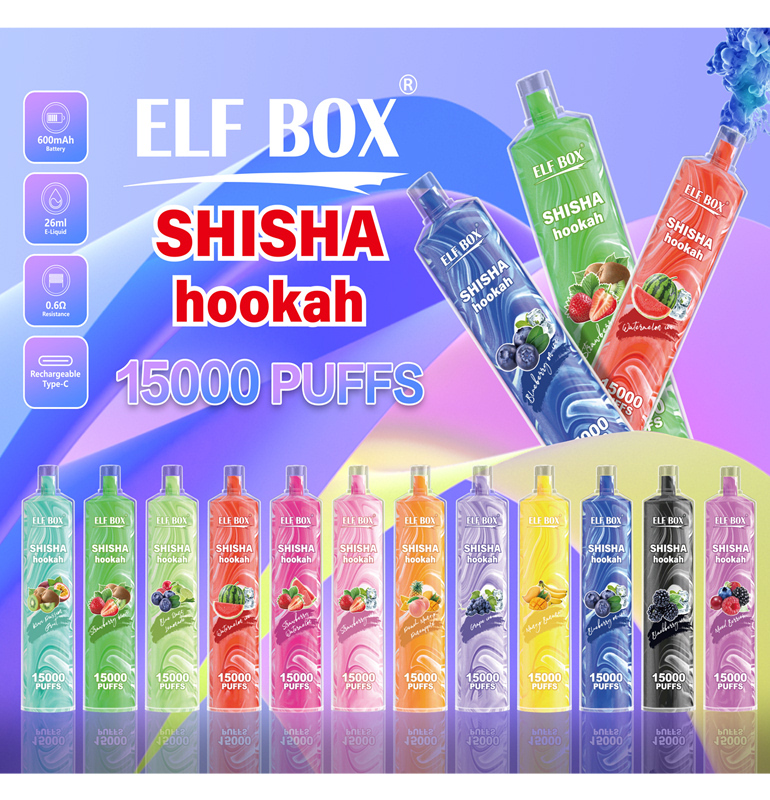 ELF BOX 15000 15K Puffs Shisha Hookah 0% 2% 5%  Rechargeable Disposable Vape-ELFBARVAPE
