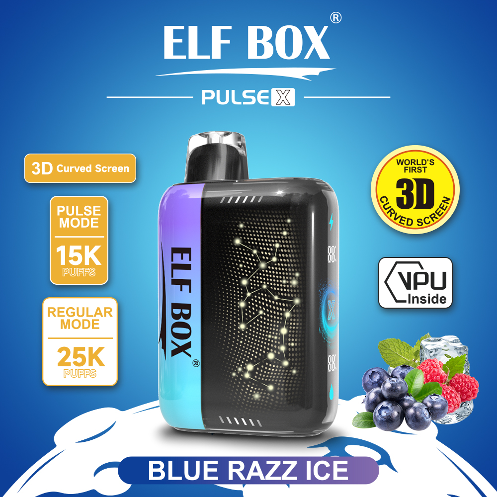 ELF BOX 25000 25K Puffs PULSE X 0% 2% 3% 5% 3D Curved LED Screen Rechargeable Vape pen-kamryvape