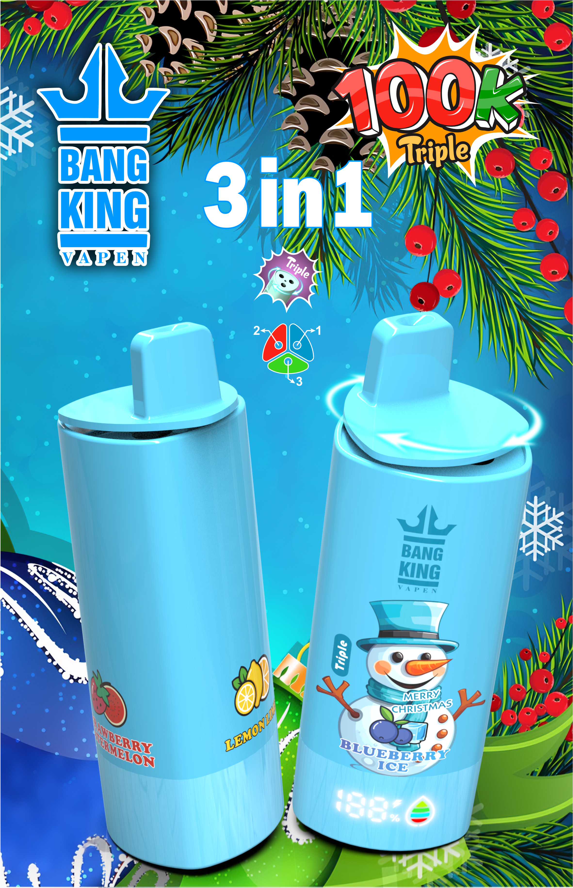 Bang King Triple 100K Christmas Special – Limited Holiday Gift Box (12PCS Full Set)  Mixed Flavors