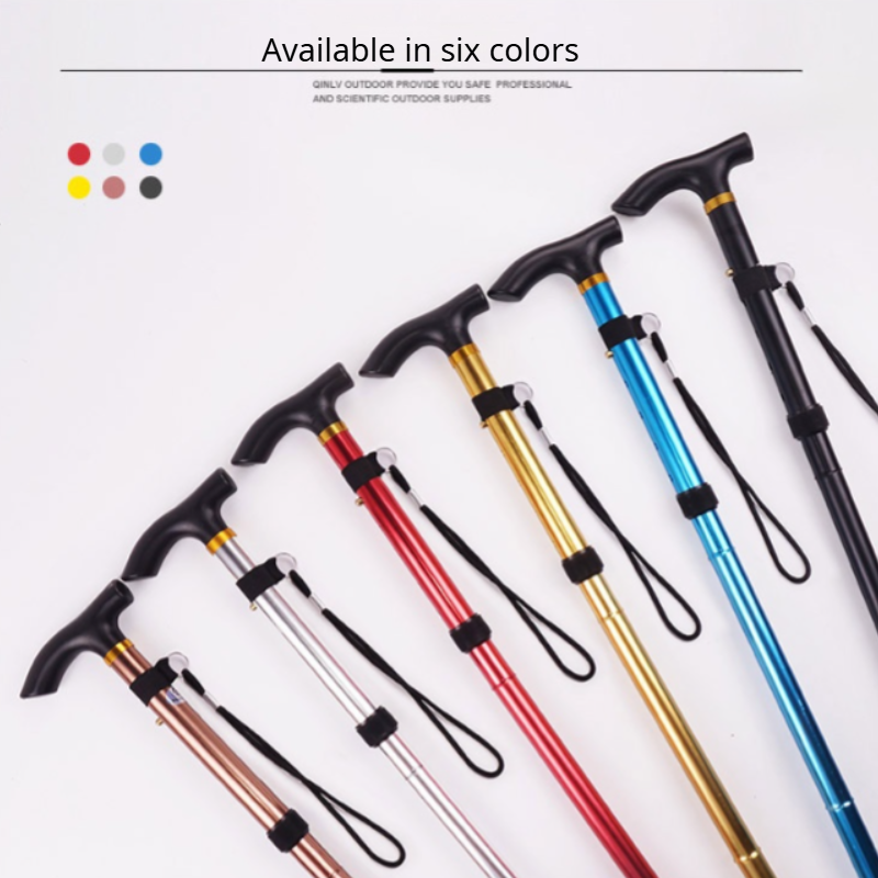 GKTK-Aluminum alloy adjustable reinforced walking stick 6 color hiking stick