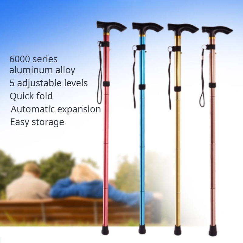 GKTK-Aluminum alloy adjustable reinforced walking stick 6 color hiking stick
