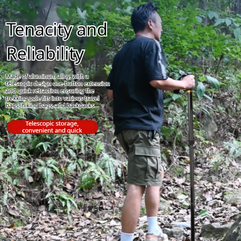 GKTK-Aluminum alloy adjustable reinforced walking stick 6 color hiking stick