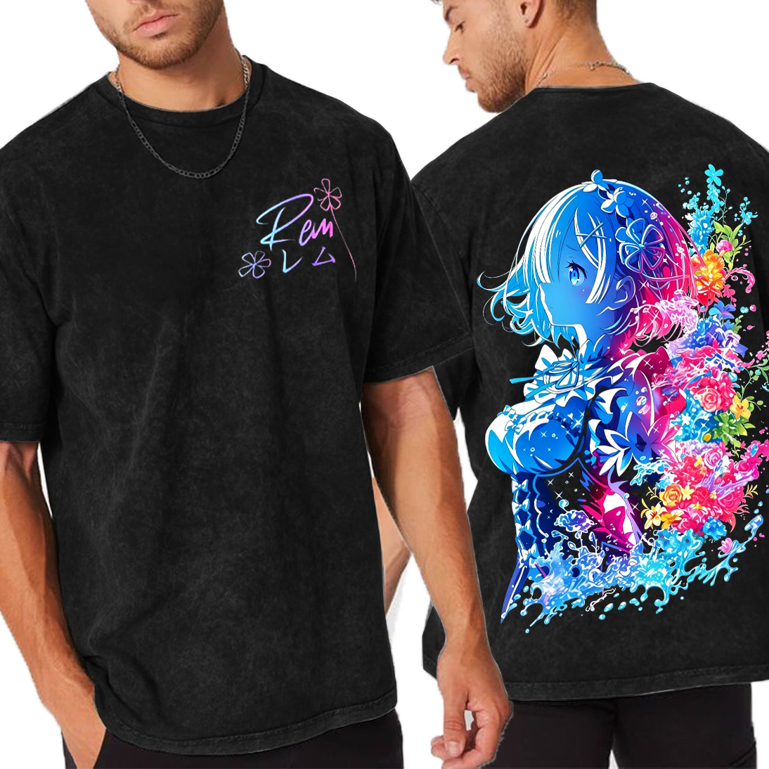 Rem Rezero Anime Unisex Washed T-Shirt